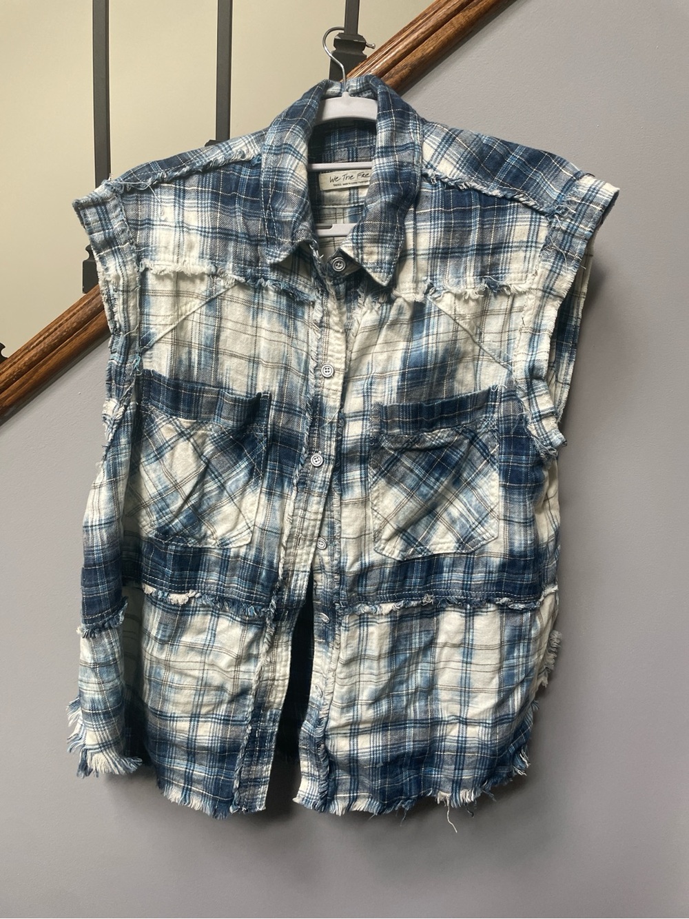 We The Free Blue & White Plaid Button-Up Shirt